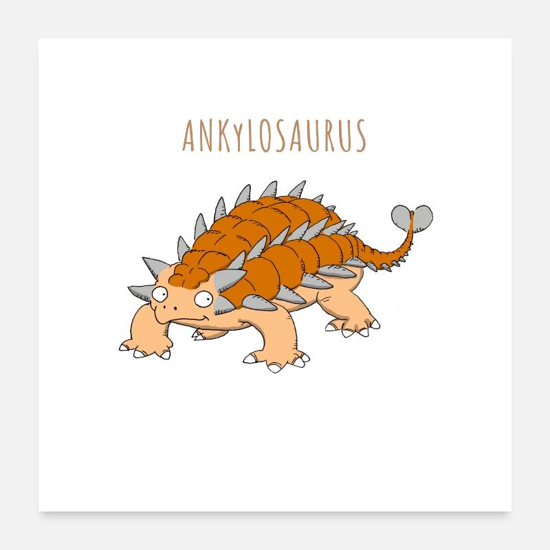 Lustige Illustration eines ANKYLOSAURUS Poster 60x60 cm
