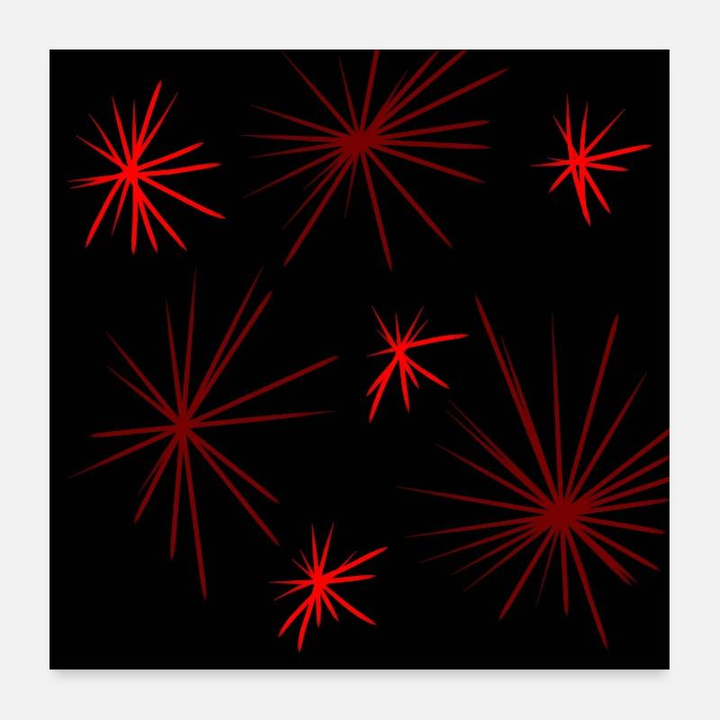 Rote Sterne am schwarzen Himmel Poster 60x60 cm