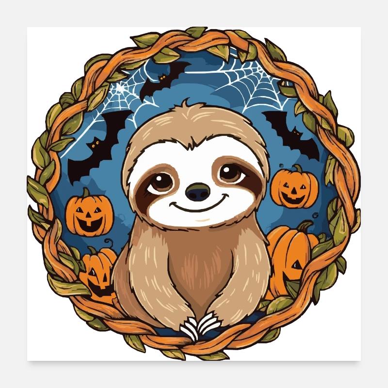 Halloween, Sloth, October 31, Thanksgiving Poster 24" x 24" (60x60 cm)