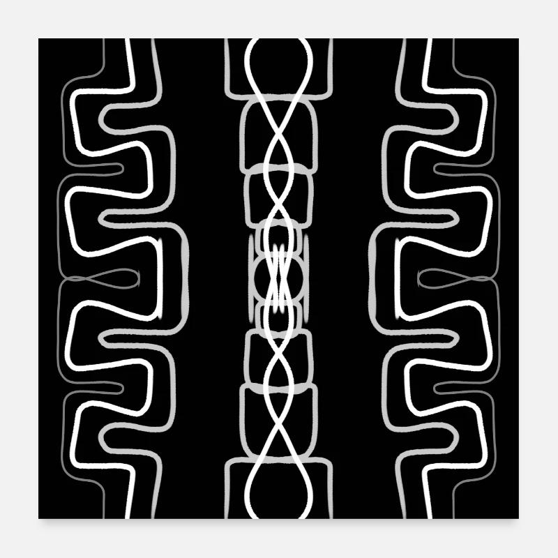 Design abstrait blanc, gris et noir Poster 60 x 60 cm