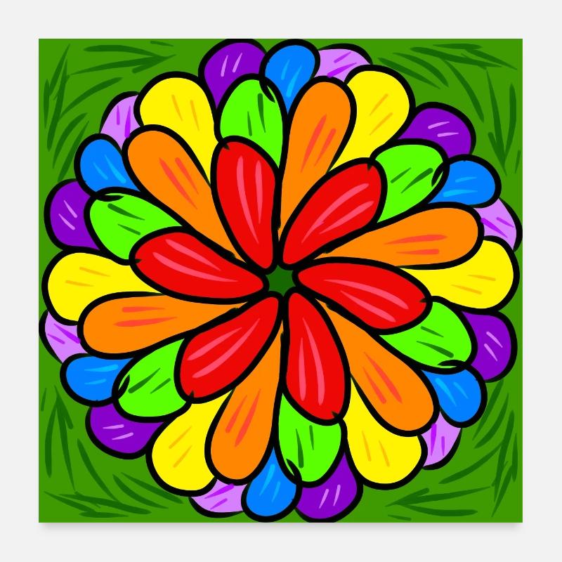 Fleur de couleur arc-en-ciel Poster 60 x 60 cm