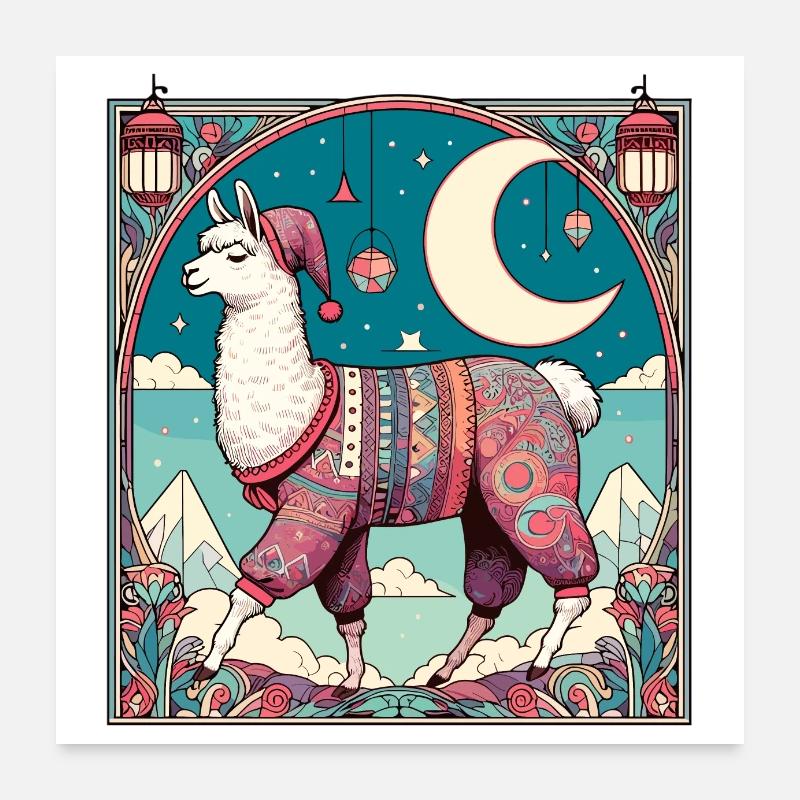 Cadeau de pyjama lama Poster 60 x 60 cm