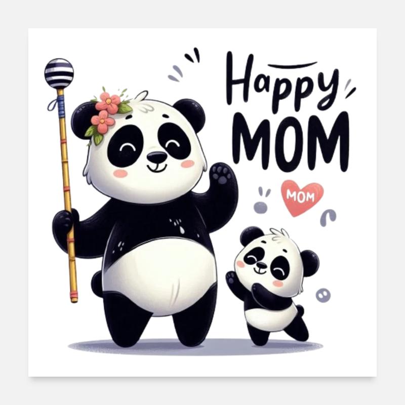 Panda mom Poster 60 x 60 cm