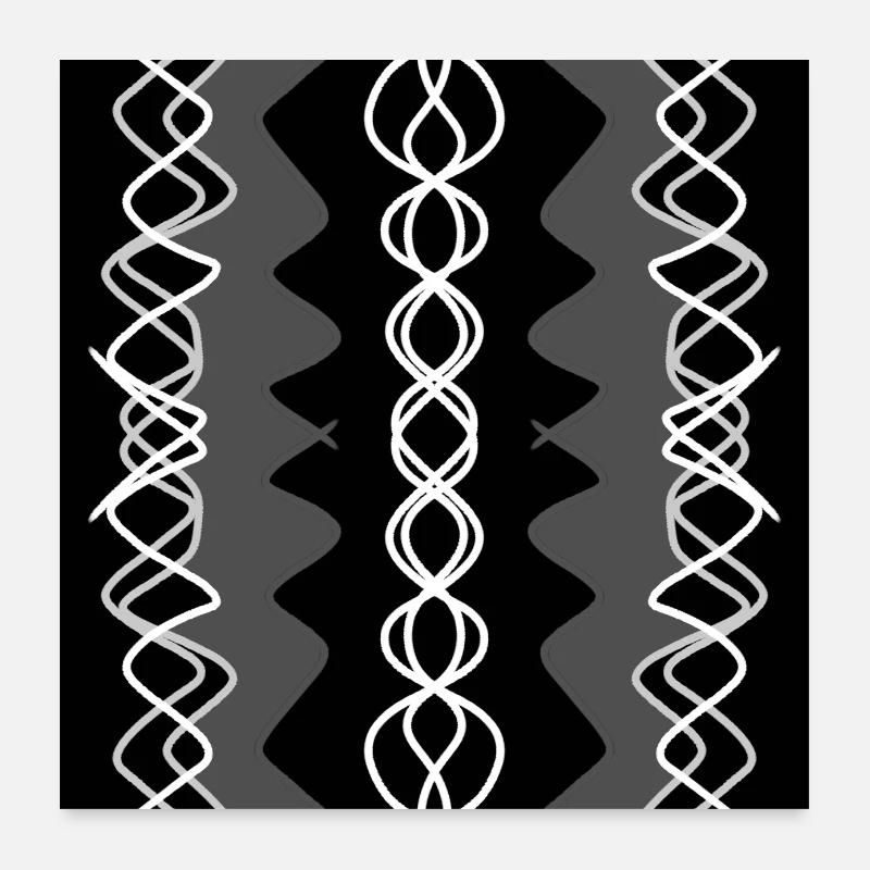 Motif vertical, gris, noir et blanc Poster 60 x 60 cm