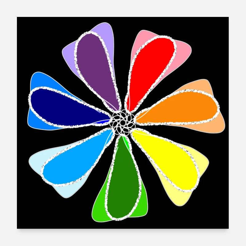Rainbow abstract flower Poster 24" x 24" (60x60 cm)