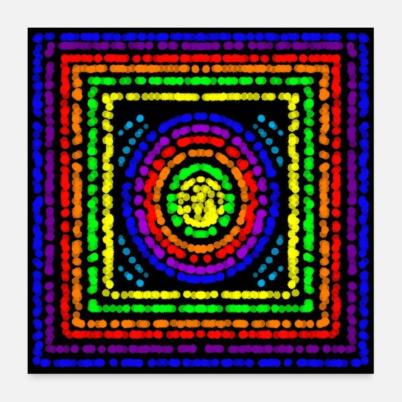 Carrés et cercles arc-en-ciel Poster 60 x 60 cm