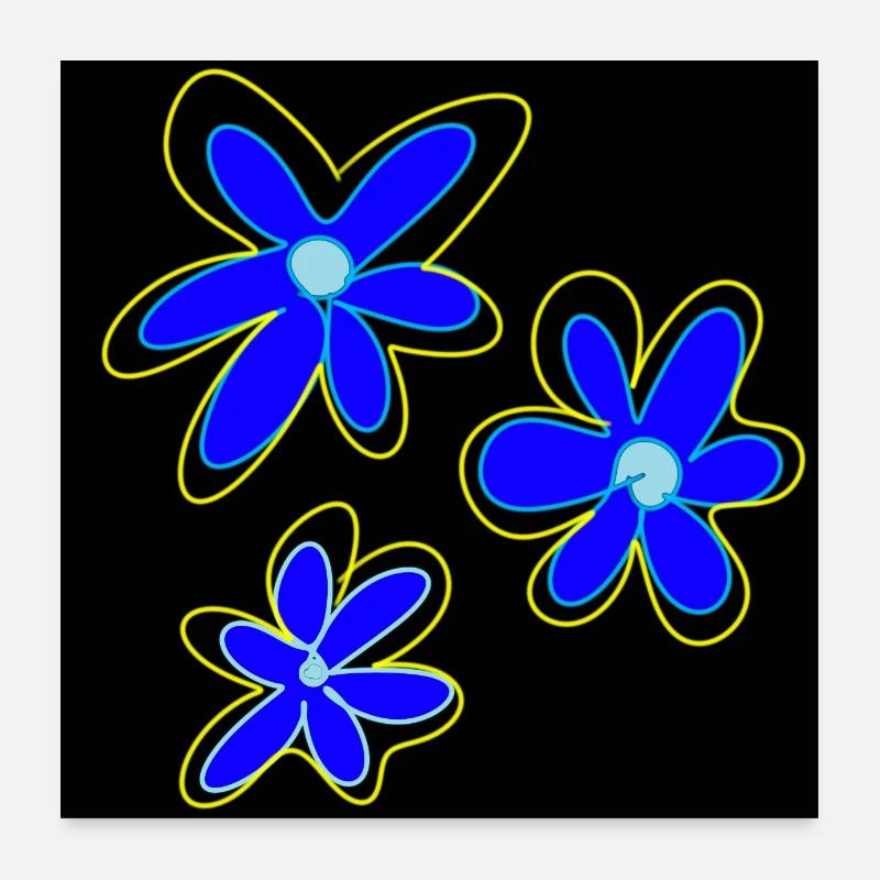 Three blue flowers Poster 24" x 24" (60x60 cm)