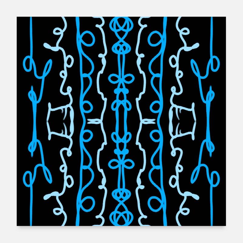 blaues und hellblaues vertikales Muster Poster 60x60 cm