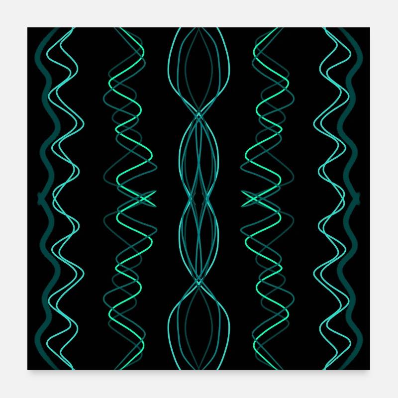 green and light blue zigzag lines Poster 24" x 24" (60x60 cm)