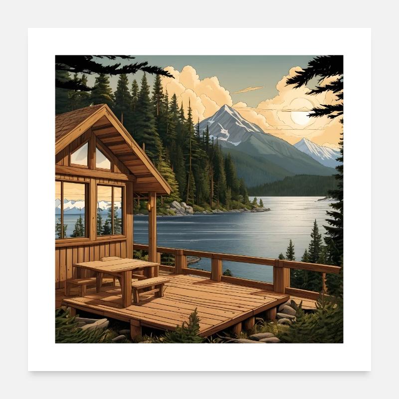 Mountain View Chalet Poster 24" x 24" (60x60 cm)