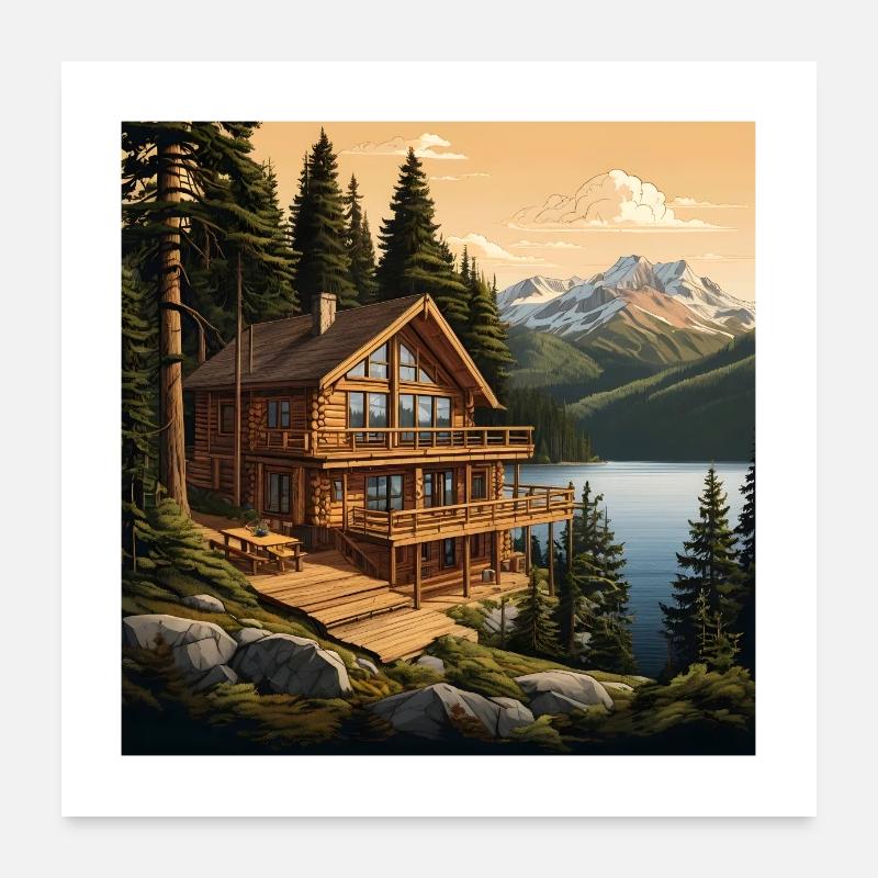 The Timber Cabin Poster 24" x 24" (60x60 cm)