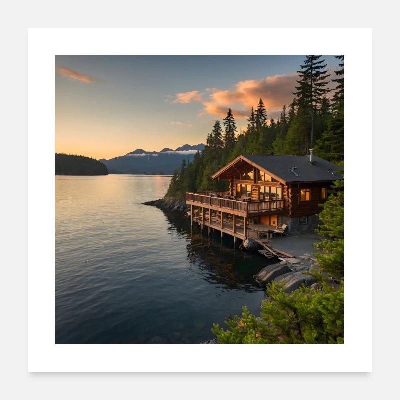 Crystal Lake Lodge - Poster 60x60 cm - Weiß