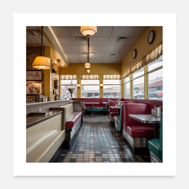 Prairie Sky Diner - Poster 60x60 cm - Weiß
