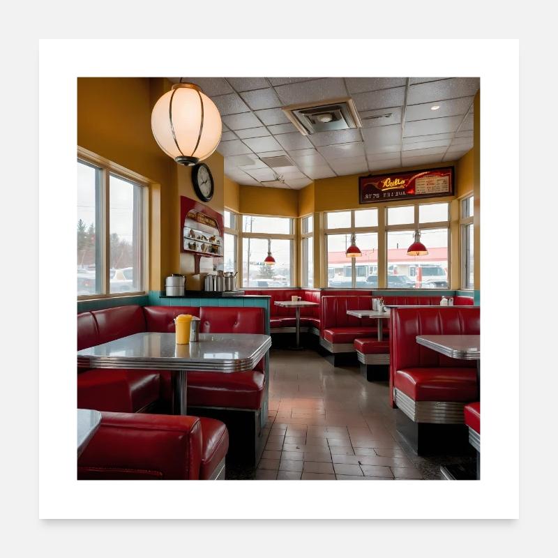 Red Booth Café Poster 60 x 60 cm