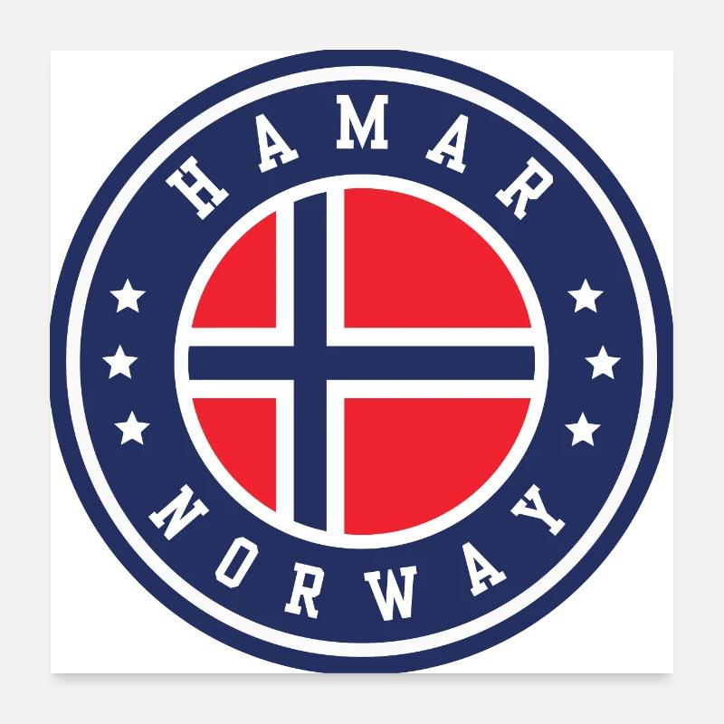 Hammar Drapeau de la Norvège - Poster 60 x 60 cm - blanc