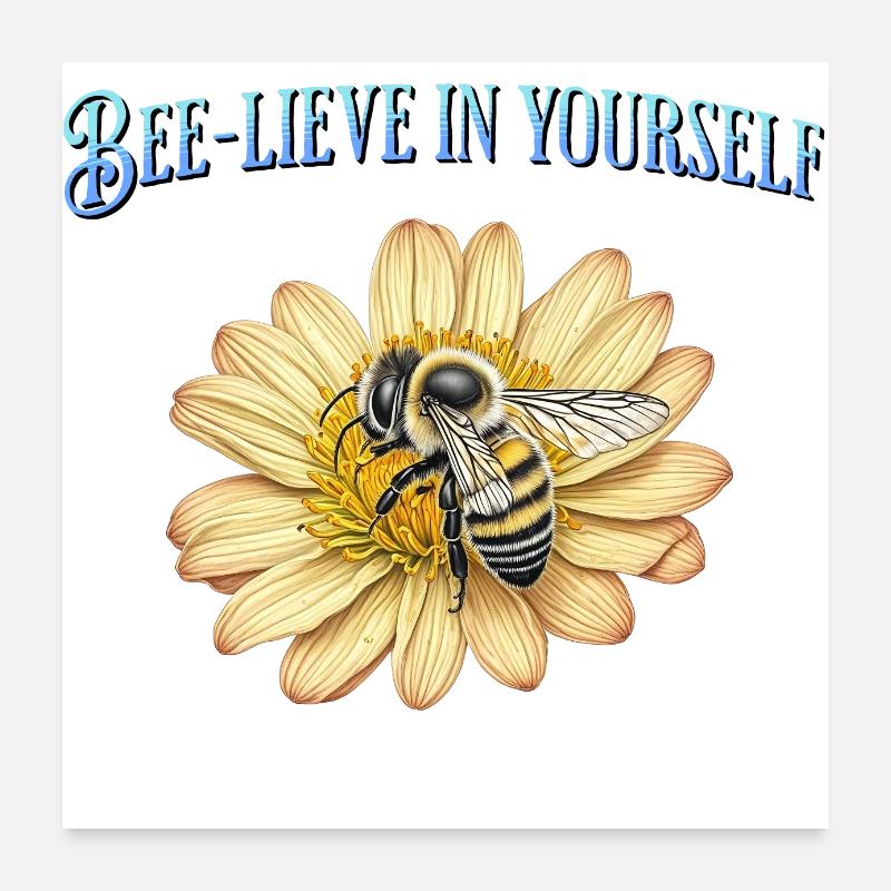 Bee-believe en vous-même, design d’abeille mignon Poster 60 x 60 cm
