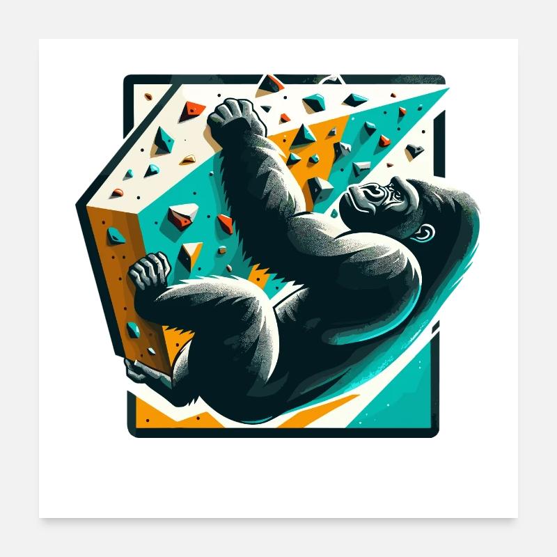 Cadeau de gorille d’escalade de bloc Poster 60 x 60 cm