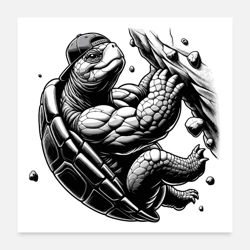 Bouldering Turtle Climbing Gift Poster 24" x 24" (60x60 cm)