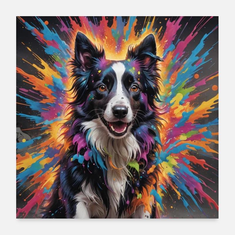 Colour explosion [Border Collie] Poster 60x60 cm