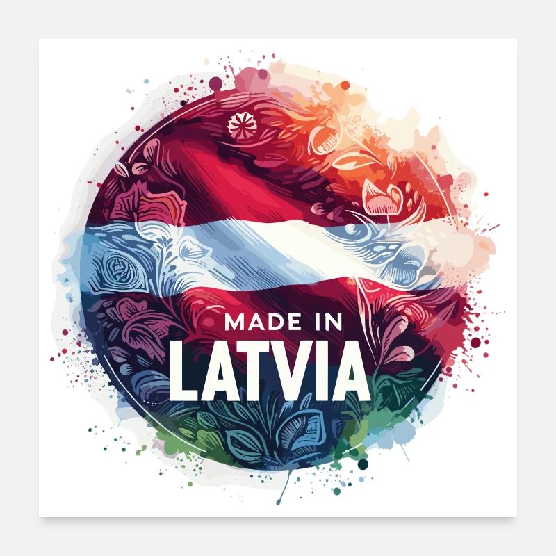 Made in Latvia Gift Poster 24" x 24" (60x60 cm)