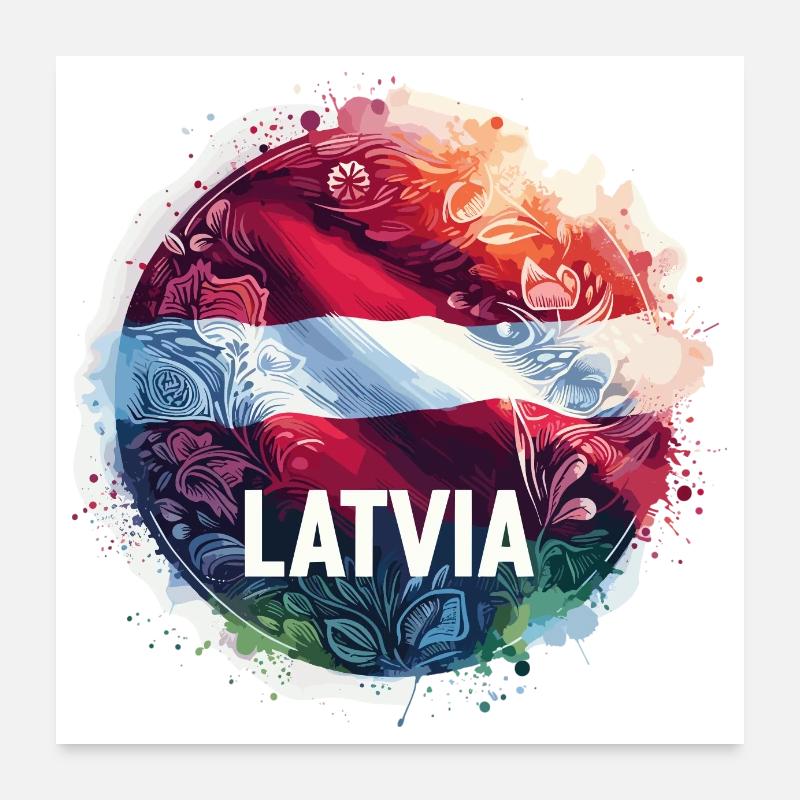 Drapeau de la Lettonie Drapeau Cadeau Poster 60 x 60 cm