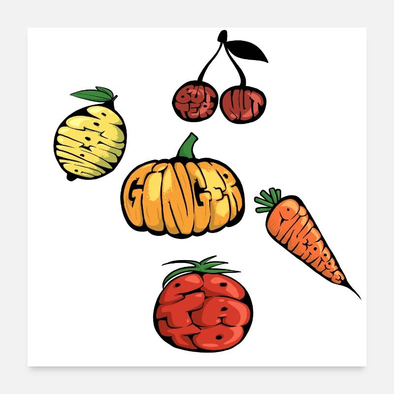5 fruits and vegetables - Graff Poster 24" x 24" (60x60 cm)