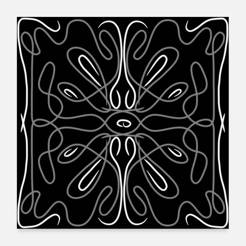 Symmetrisches graues und weißes Muster Poster 60x60 cm