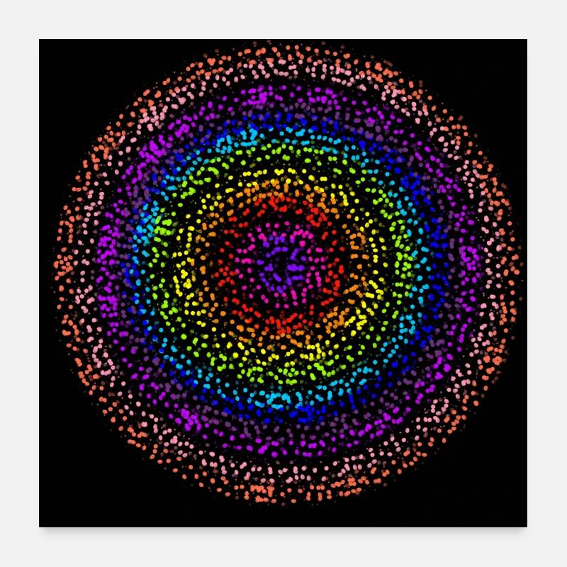 Konzentrische Regenbogenpunktkreise Poster 60x60 cm