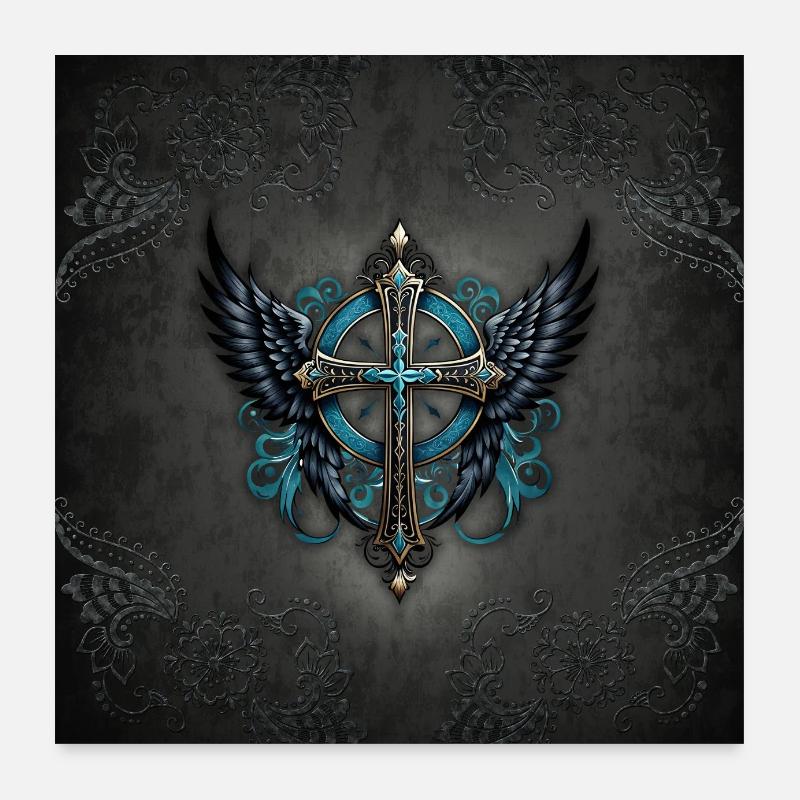 Cross adorned with wings. Poster 24" x 24" (60x60 cm)