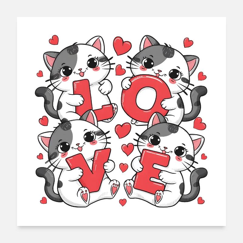 AMOUR Chats Poster 60 x 60 cm