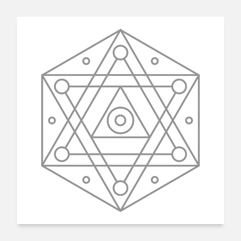 Géométrie Sacrée, Mandala, Hexagone, Univers Poster 60 x 60 cm