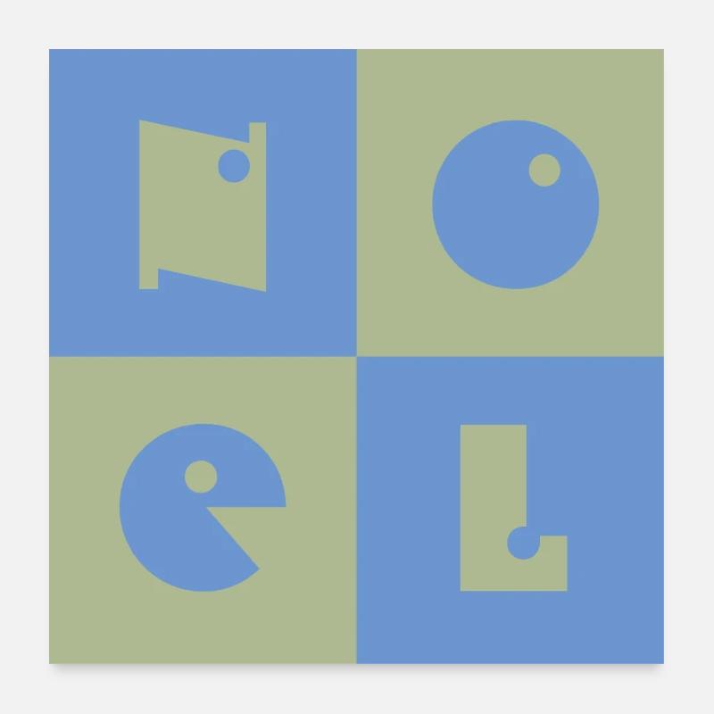 Noel Name Junge Baby Babyname blau grün Poster 60x60 cm