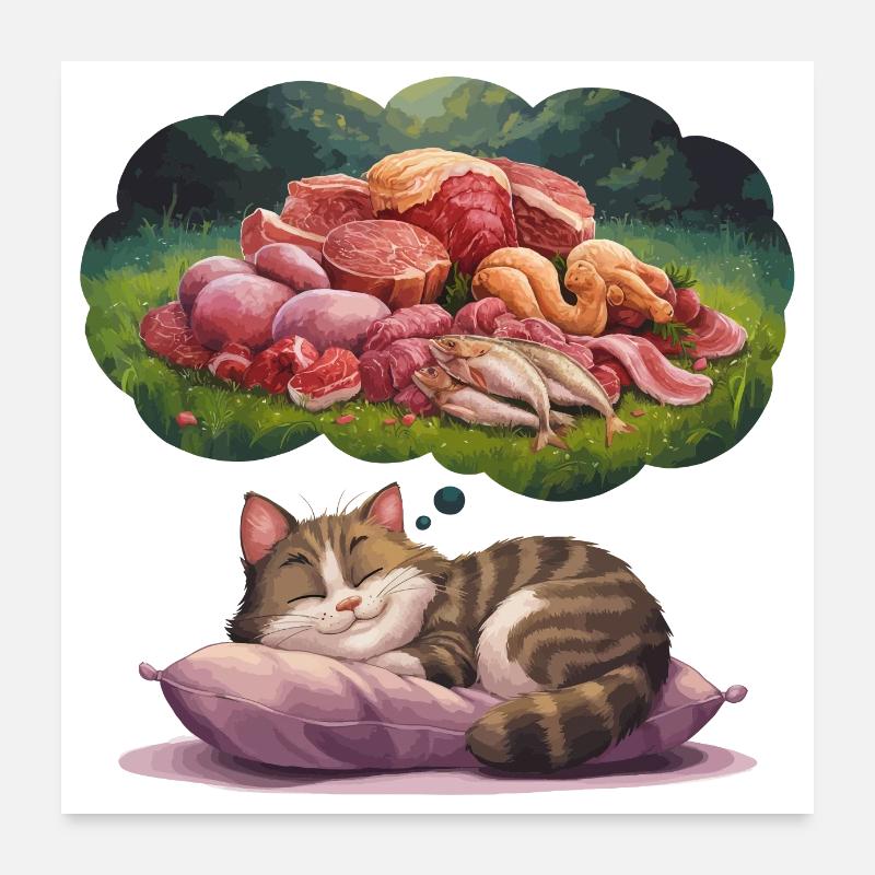 Rêve de chat Poster 60 x 60 cm