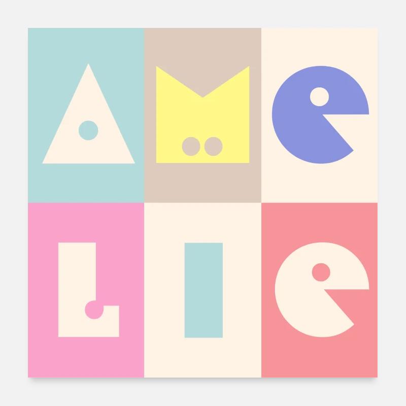 Amelie Name Baby Mädchen bunt Poster 60x60 cm