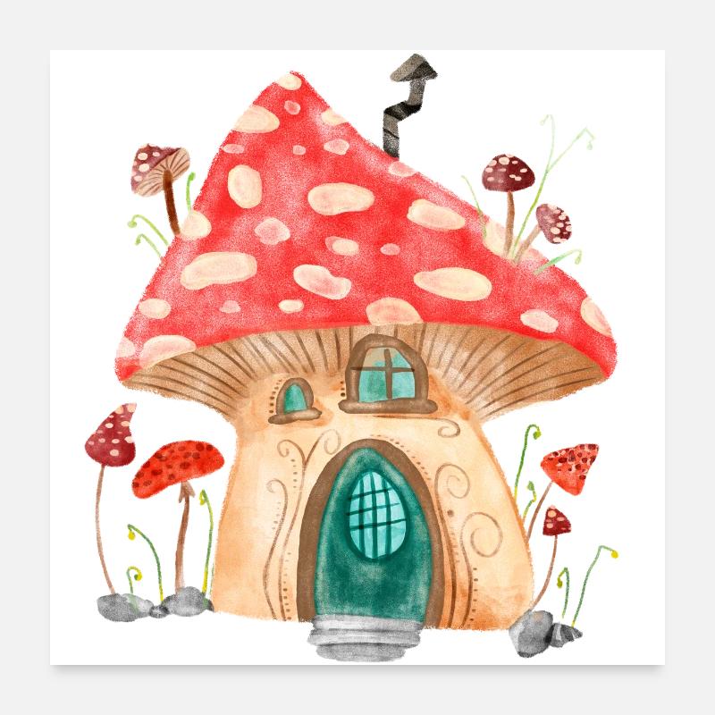 Maison champignon Poster 60 x 60 cm