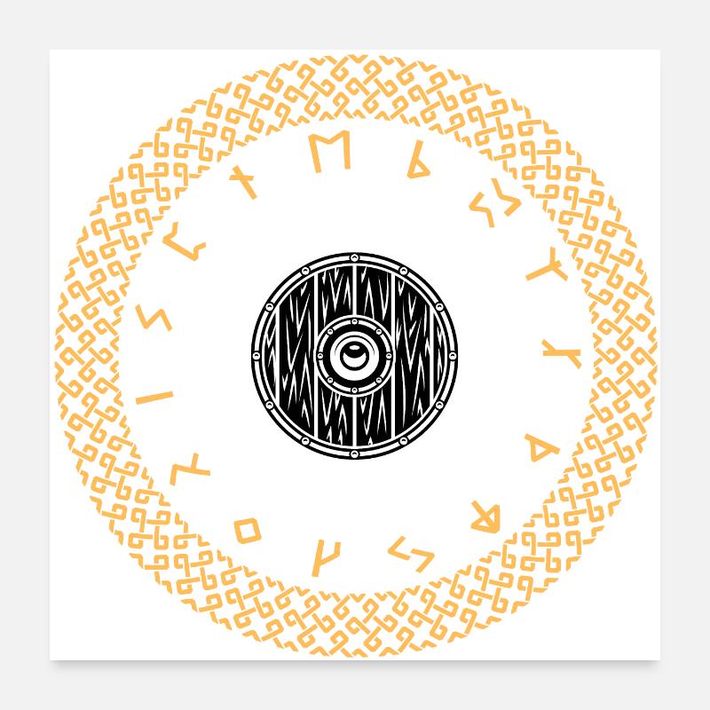 Wikinger Runen Schild Poster 60x60 cm