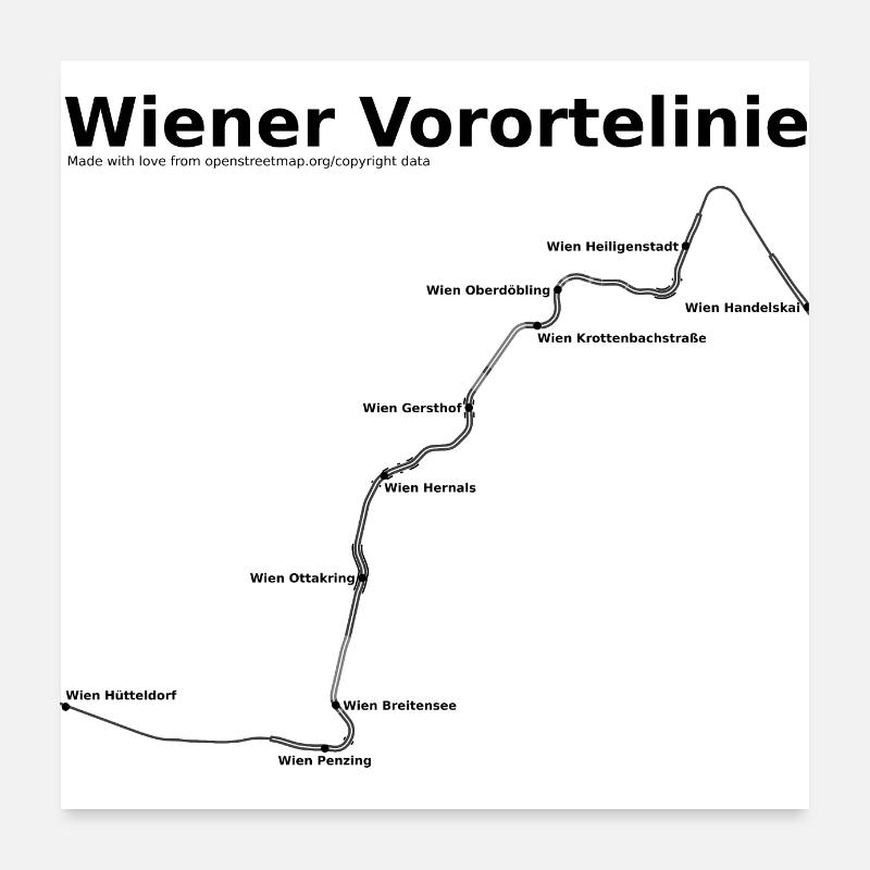 Wiener Vorortelinie - Poster 60x60 cm - Weiß
