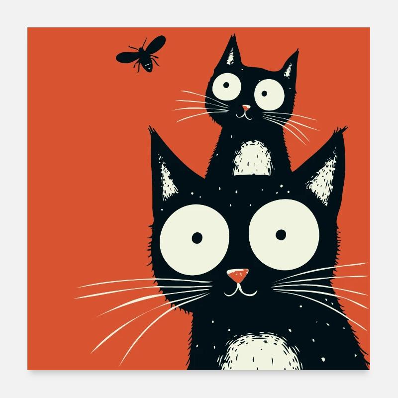 Curious cat friends Poster 24" x 24" (60x60 cm)