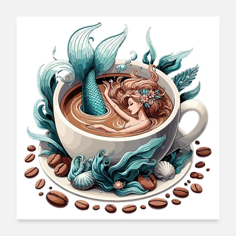 Sirène Sirène Bain dans le Café Cadeau Poster 60 x 60 cm