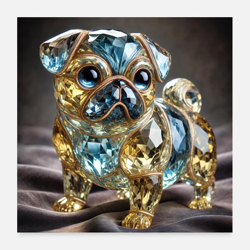 Luxury Crystal Dog Sculpture Poster 24" x 24" (60x60 cm)