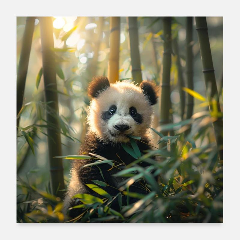 Panda im Bambuswald Poster 60x60 cm
