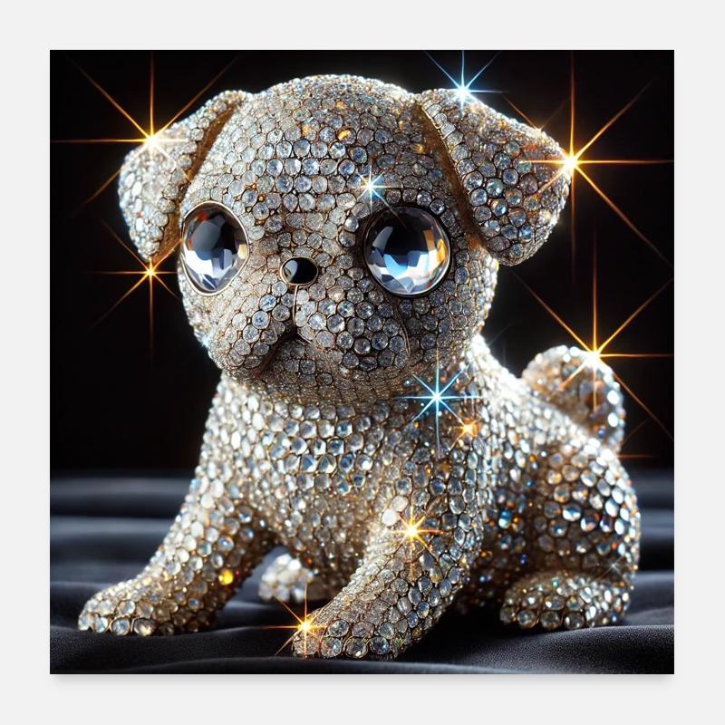 Funkelnder Hund im Diamant-Look Poster 60x60 cm