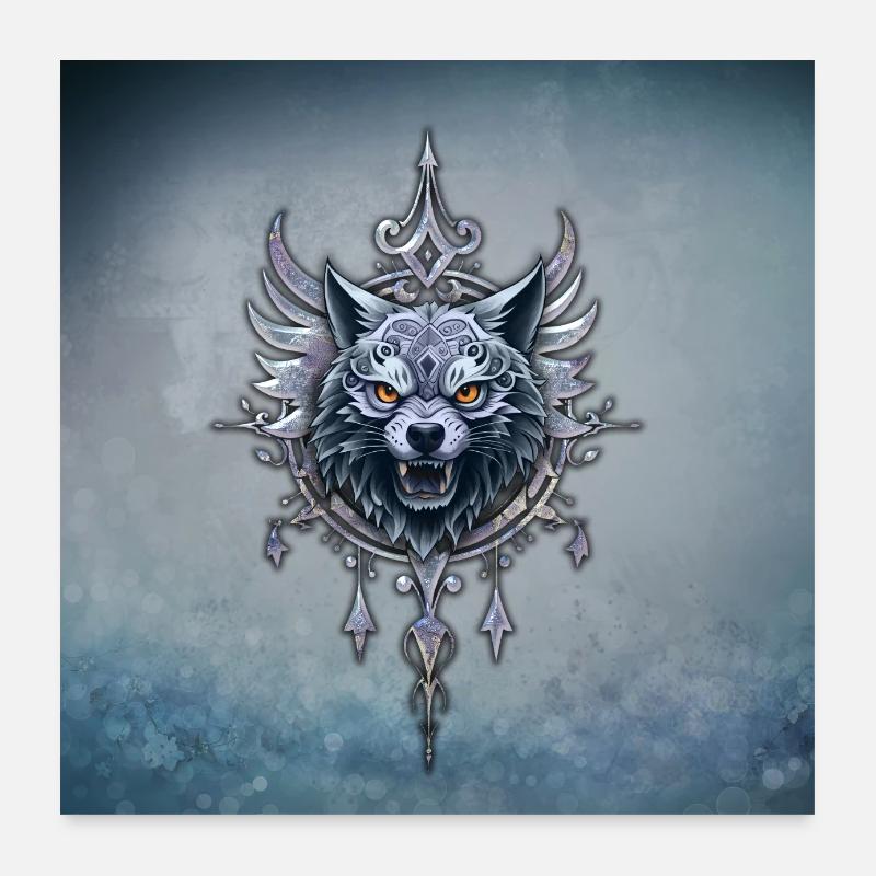 Mystical wolf's head. Poster 24" x 24" (60x60 cm)