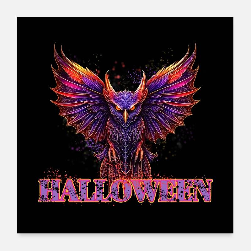Halloween Eule lila rosa Poster mit Spritzern Poster 60x60 cm