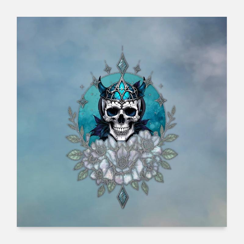 Superbe crâne avec une couronne majestueuse Poster 60 x 60 cm