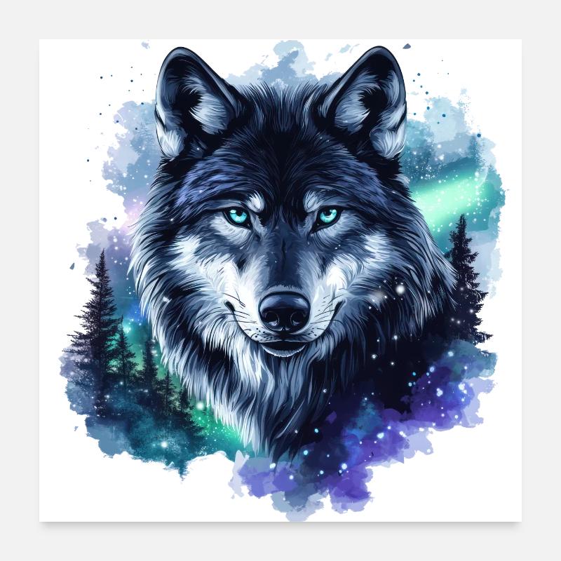 Wolf Nebula Galaxy Polarlicht Poster 60x60 cm