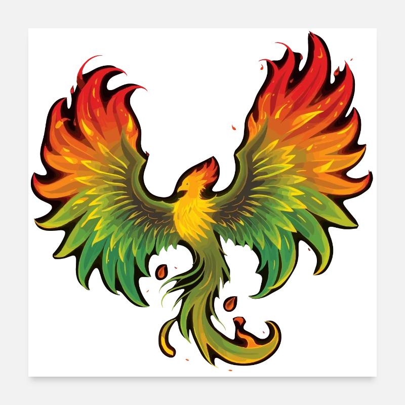 Cool coloré phénix Poster 60 x 60 cm