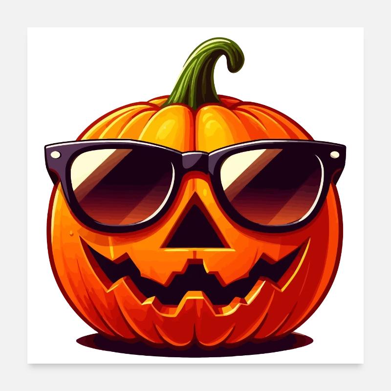 Cool pumpkin with sunglasses Poster 24" x 24" (60x60 cm)