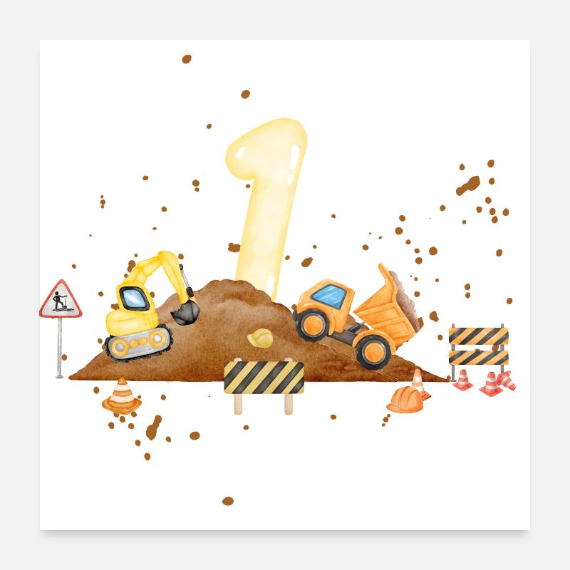1st anniversary construction site Poster 24" x 24" (60x60 cm)