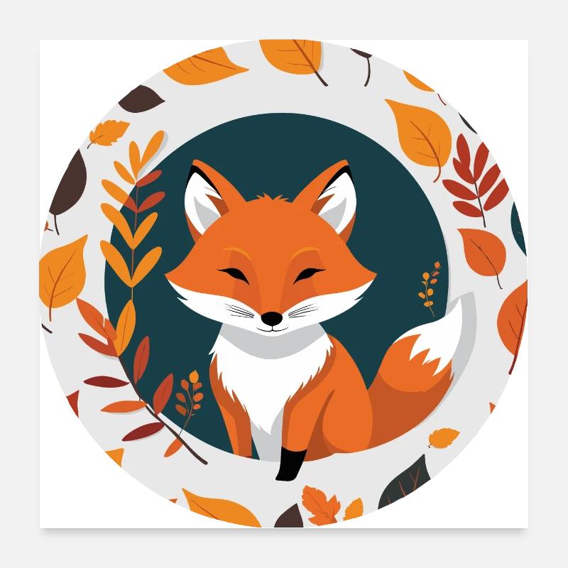 Fox in Autumn #9 Poster 24" x 24" (60x60 cm)